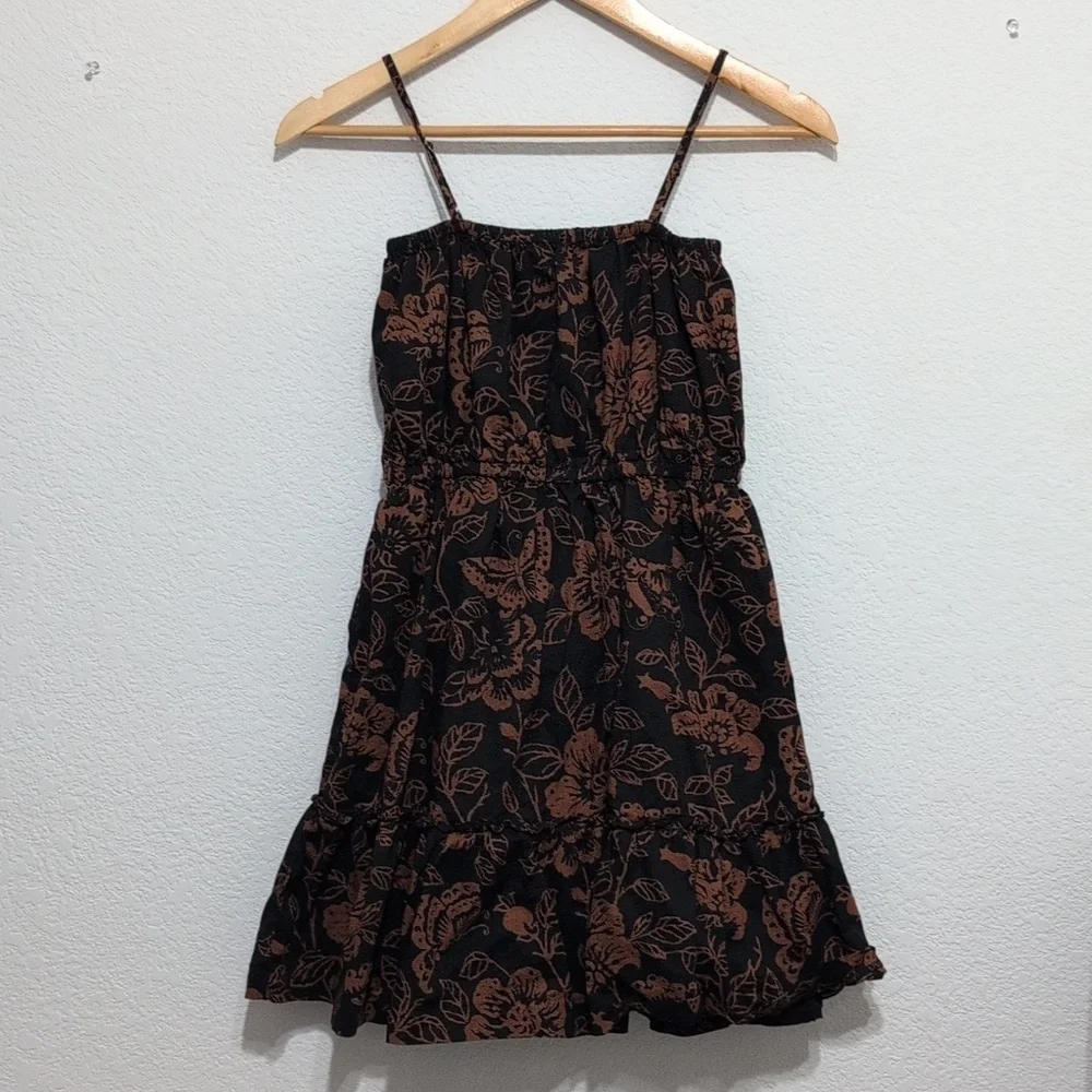 Janie and Jack‎ Tiered Sundress Black Brown Floral Girl's Size 14